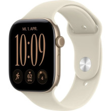 Apple Watch 12 46mm Aluminium Light Gold avec Sand Sport Band M/L MJEP4